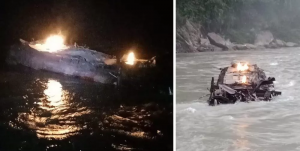 पेट्रोल बोकेको ट्यांकर त्रिशुली नदीमा खसेर आगलागी, चालक र सहचालक अझैं वेपत्ता
