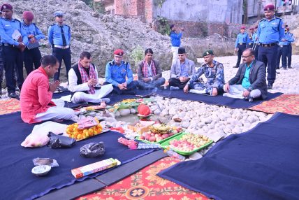मधेश प्रदेश प्रहरी कार्यालय जनकपुरधाम धनुषाको प्रशासनिक कार्यालय भवनको शिलान्यास कार्यक्रम सम्पन्न