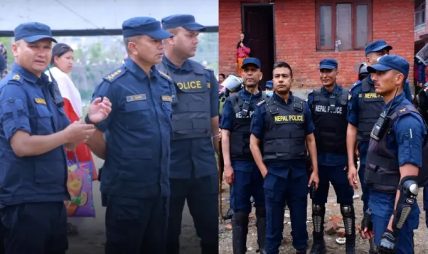 सुकुम्बासी बस्ती खाली अभियानको अनुगमन गर्दै फिल्डमा खटिएका प्रहरी कमाण्डर